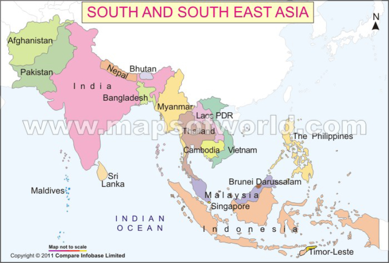what continent is southeast of asia